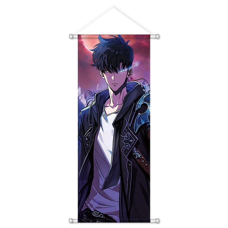 VIKAMA Dark Fantasy Action Anime Wall Scroll Tapestry Shadow Warrior Hunter Art Cloth Poster for Bedroom Gaming Room Otaku