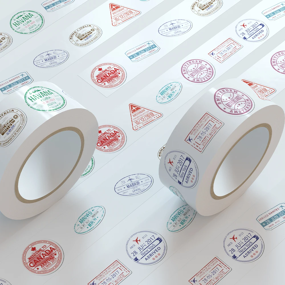 500pcs Colorful Passport Stamps Roll Stickers Decals For Phone Notebook Luggage Skateboard Guitar DIY Cartoon Aesthetic Stickers
