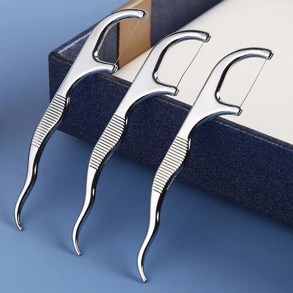 

Brushing Oral Hygiene Lightweight Tooth Cleaning Portable Stainless Steel Flosser Flossing ​Holder Floss Stick Dental Floss