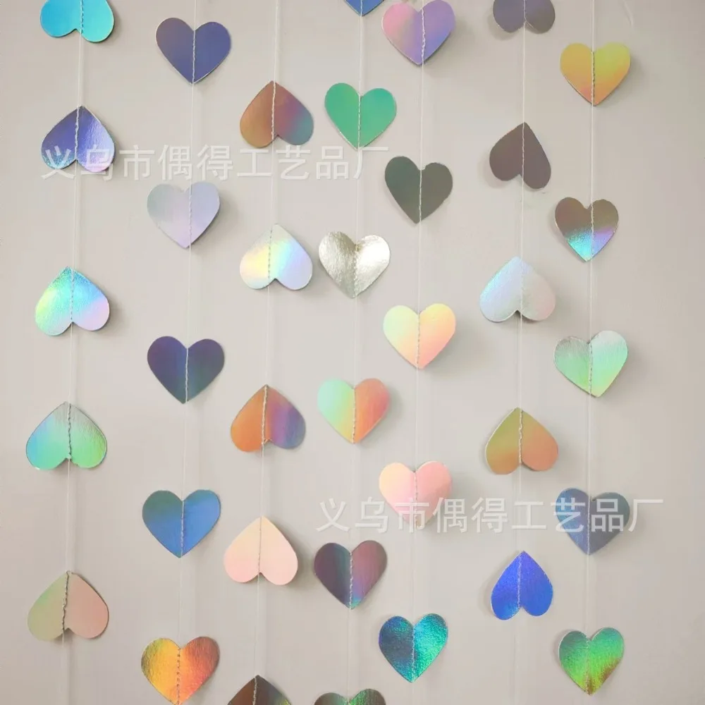 Rose Gold 4m Heart Paper Streamers Hot Stamping Wedding Card Paper Confettis Birthday Baby Shower Wedding Party Supplies