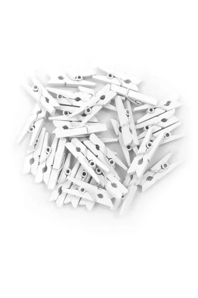 100'lü White Wooden Clothespins 2.5cm (10'lu Paket-1000 Piece)