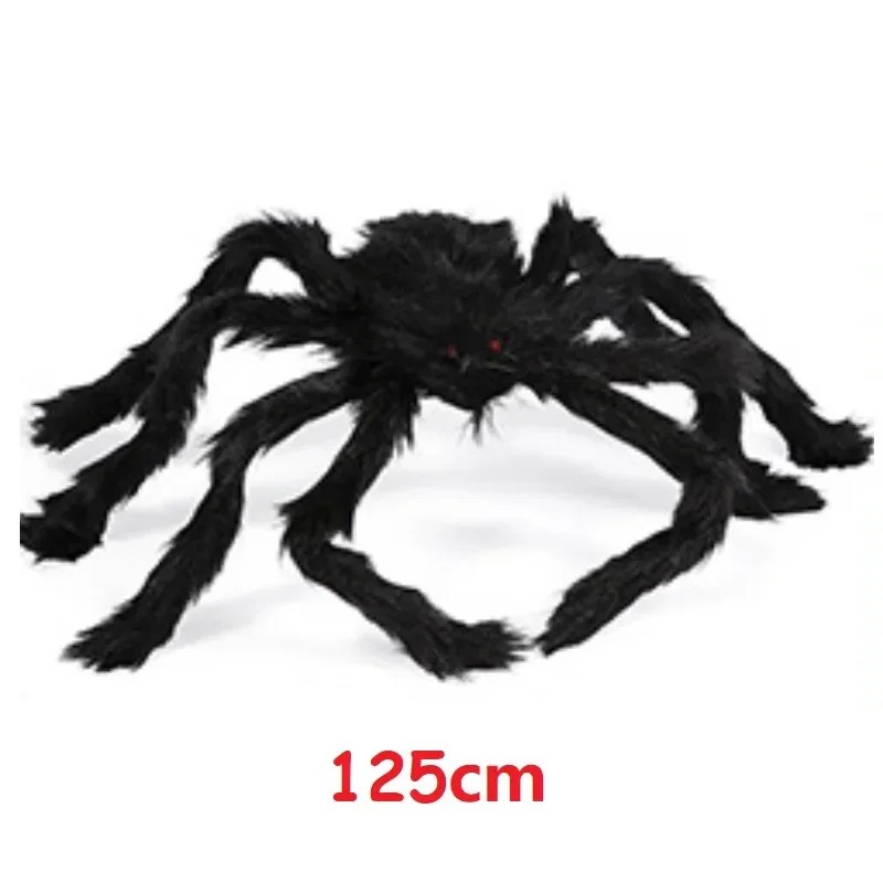 Halloween schwarze gruselige riesige Spinne, riesiges Spinnennetz, Halloween-Dekoration für Zuhause, Bar, Spukhaus-Requisiten, Urlaubs-Außendekoration