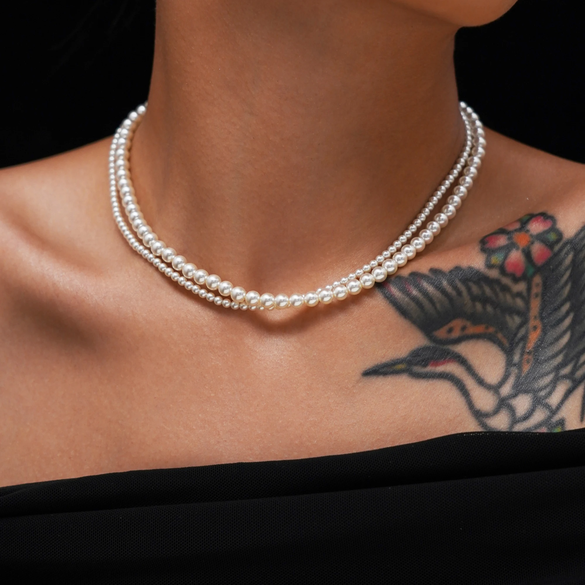 

DASEIN New Vintage Elegant Ocean Rococo Style Double Layer Pearl Necklace 18k Gold Plated Tarnish Free Stainless Steel Jewelry