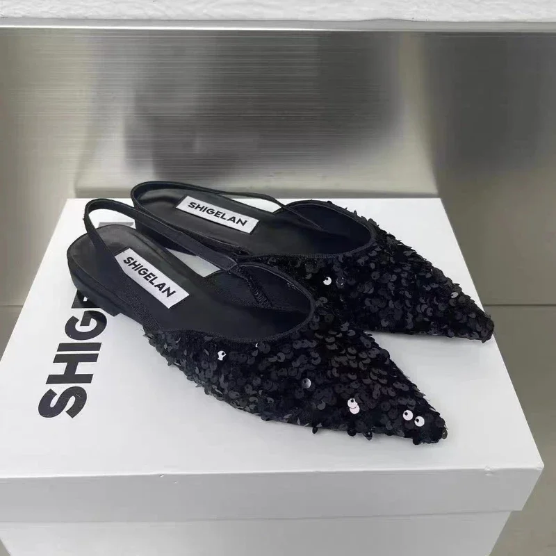 Sequin Shoes New Spring Autumn Women Flat Shoes Bling Soft Bottom Comfortable Single Shoes Cloth Female Casual 35-40