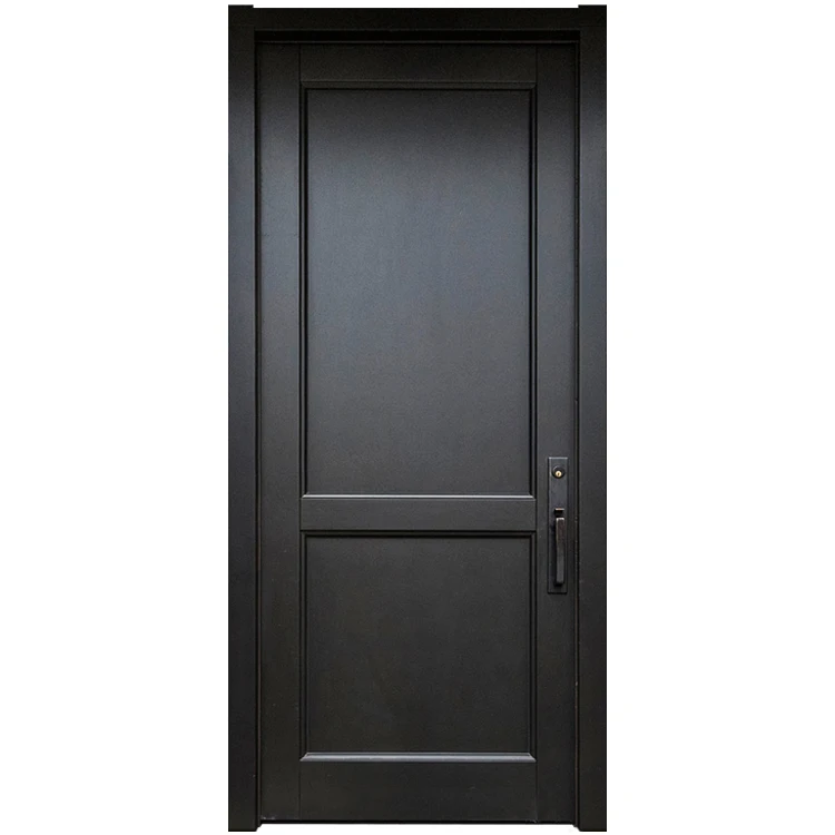 Residential Prehung Black Exterior House Home Single Main Solid Wooden Door Designs