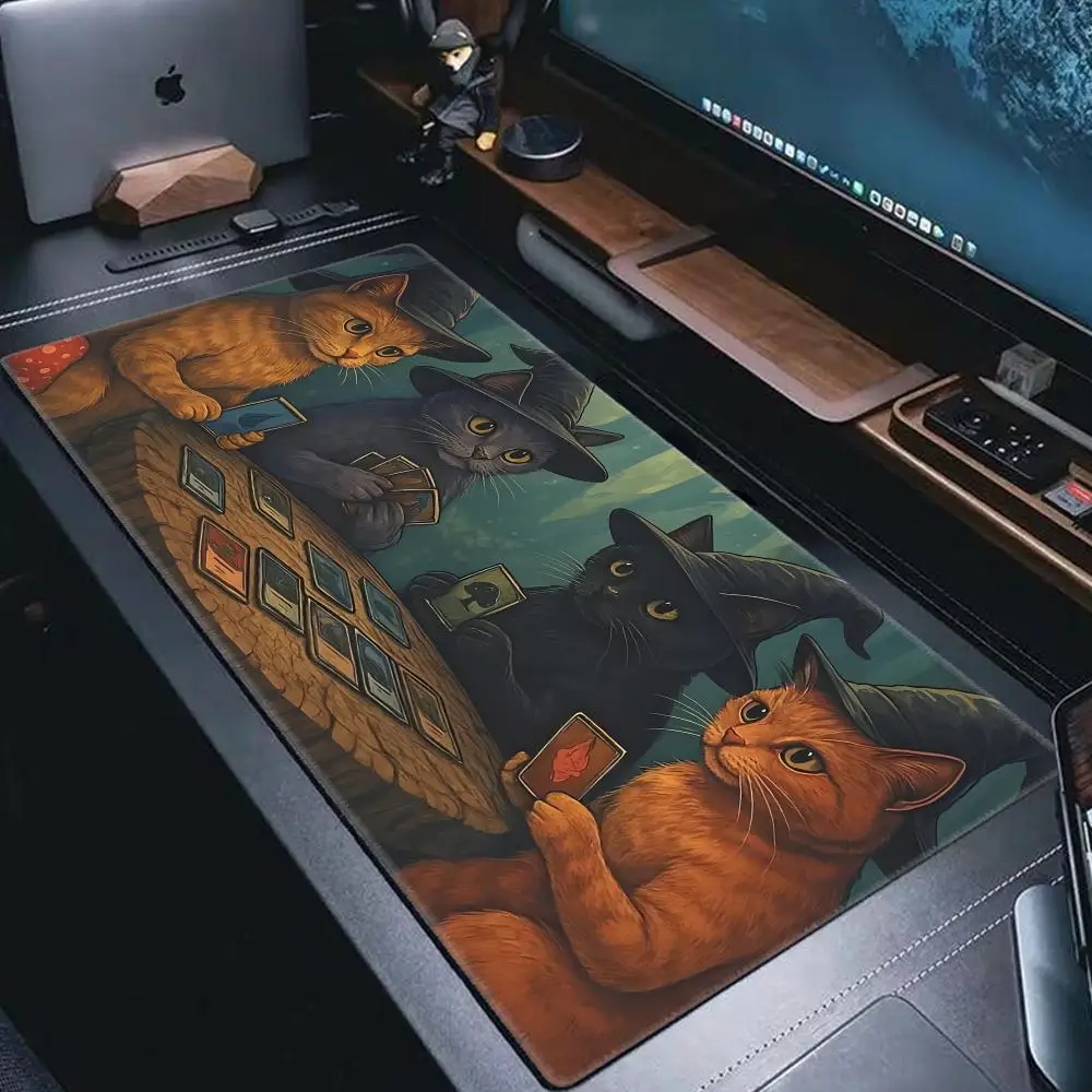لوحة ماوس معالج القط Dartfrog ملحقات الألعاب مكتب ألعاب لوحة المفاتيح حصيرة مكتبية غير قابلة للانزلاق كمبيوتر محمول كبير مضحك القطط السوداء ماوس