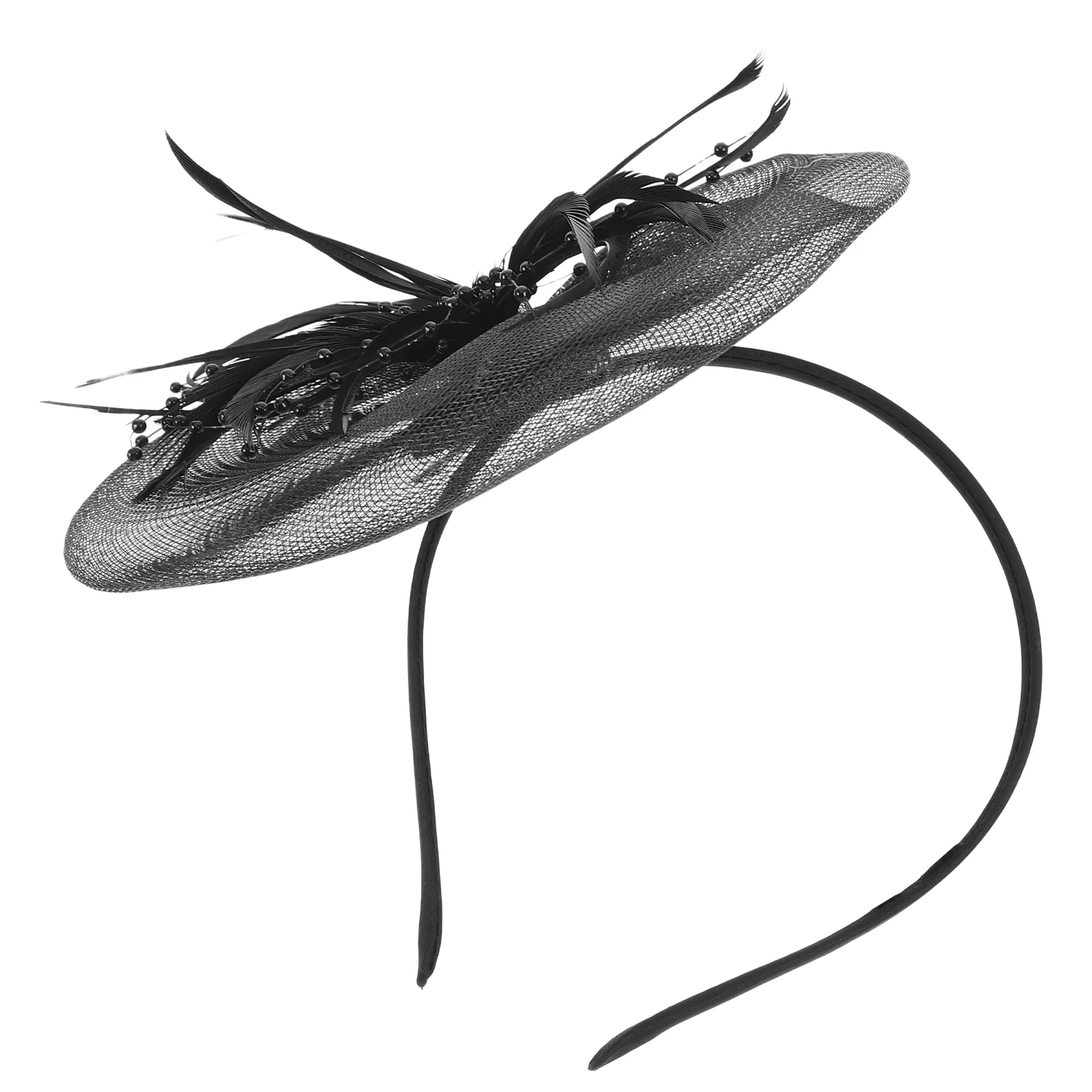 

Hair Accessories Mesh Feather Headband Creative Party Decor Ring Black Headdress Bride
