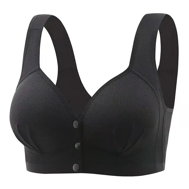 Novo tamanho grande fechamento frontal mãe volta roupa interior seção fina confortável respirável push up sutiã lingerie brilhante para mulherütyen