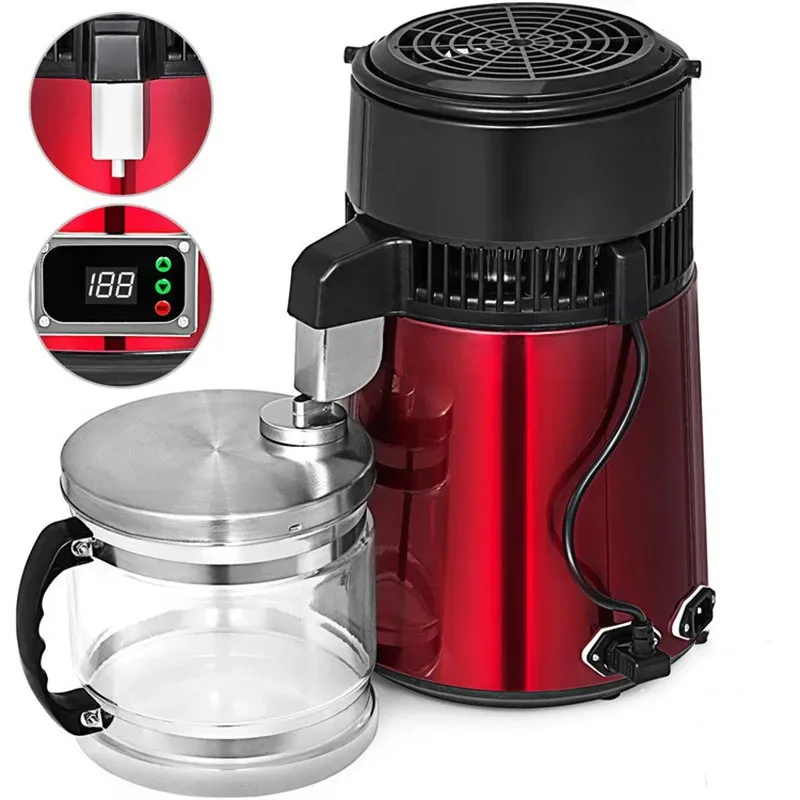 

【Best Choice】Water Distiller w/ Glass Container;750W,1.1Gal/4L Capacity;Distill Water up to 0.26Gal/1L per Hour and About 6Gal/