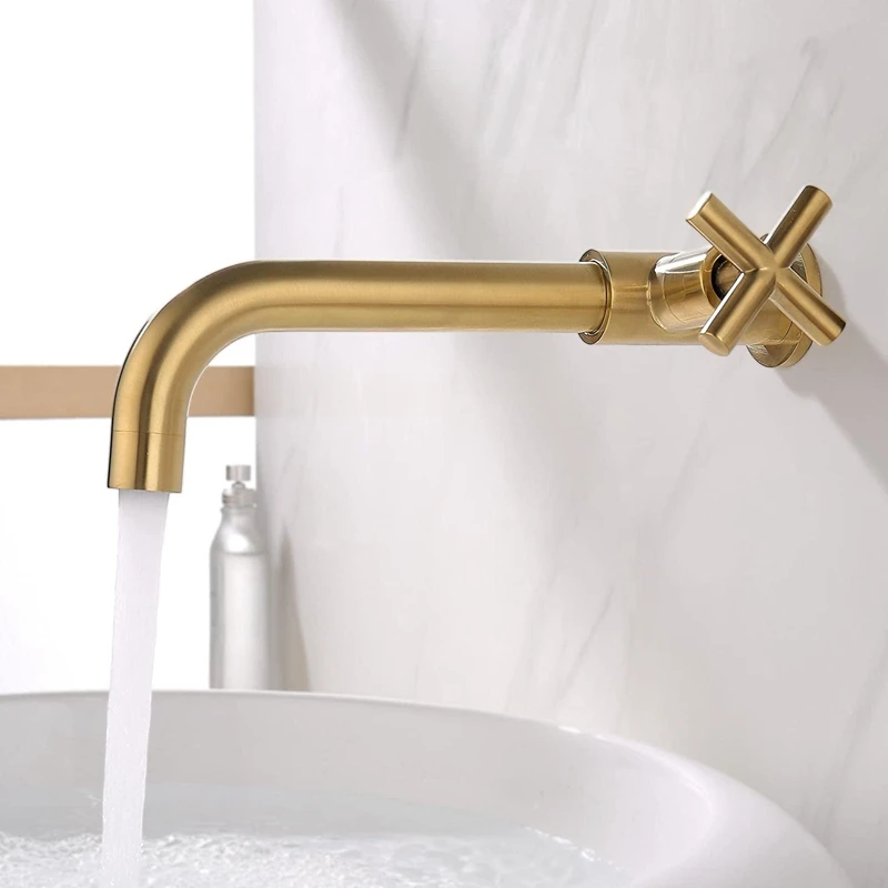 

Brass Wall Mounted Sink Basin Basin Faucet Bathroom Cold Water Tap Rotation Spout Bathroom Kitchen Supplies