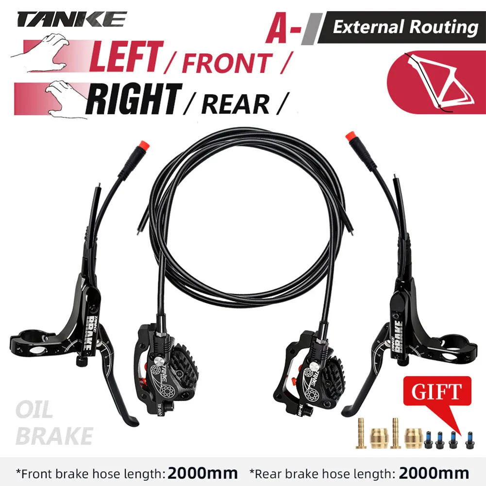 2X Hydraulic Brake CNC Electric Bicycle Electric Disc Brake High-strength 4 Pushes Piston A Column Aluminum Alloy