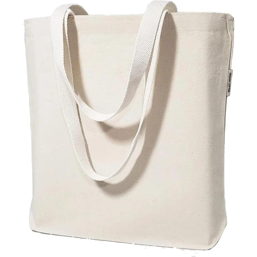 حقائب اليد المصنوعة من القماش العضوي بالجملة - أكياس ذات ألوان طبيعية عادية للتزيين ونقل الحرارة والطباعة والحرف اليدوية #5