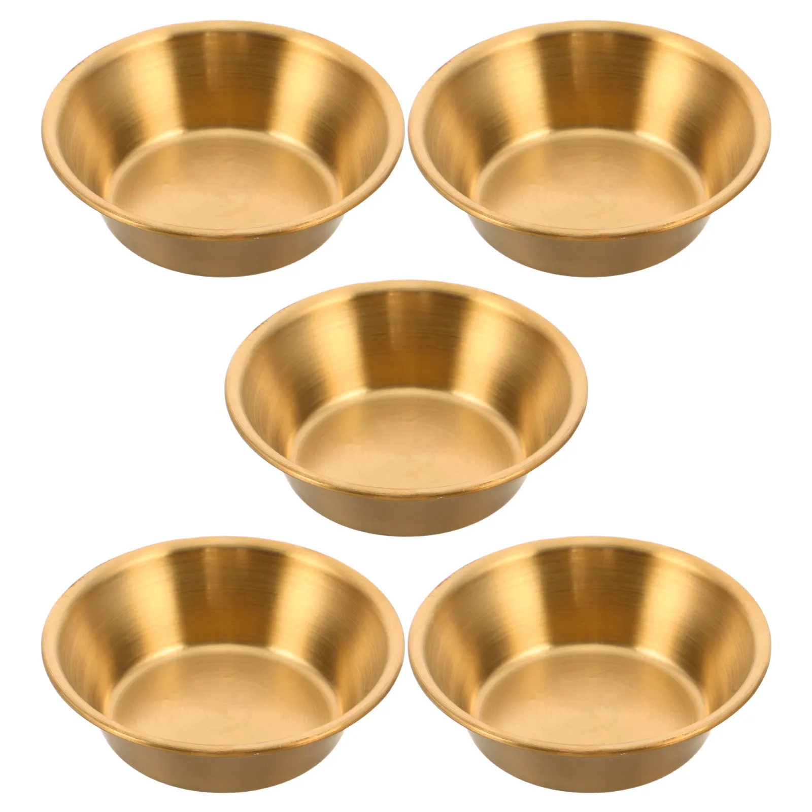Juego de 5 Platos para Salsas Coreanas, de Acero Inoxidable Dorado, Pequeños Recipientes para Condimentos, para Kimchi, Aceite de Oliva, Fiestas