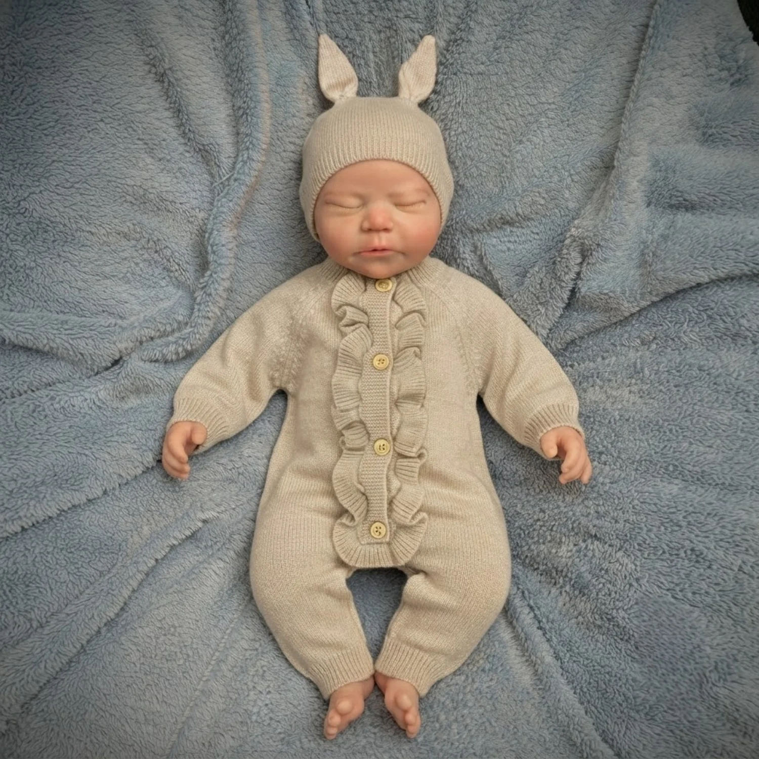 1PC 18-inch Open Mouth Silicone Reborn Doll for 2 Genders Handcrafted Lifelike Hand-painted Details Washable Collectible Toy