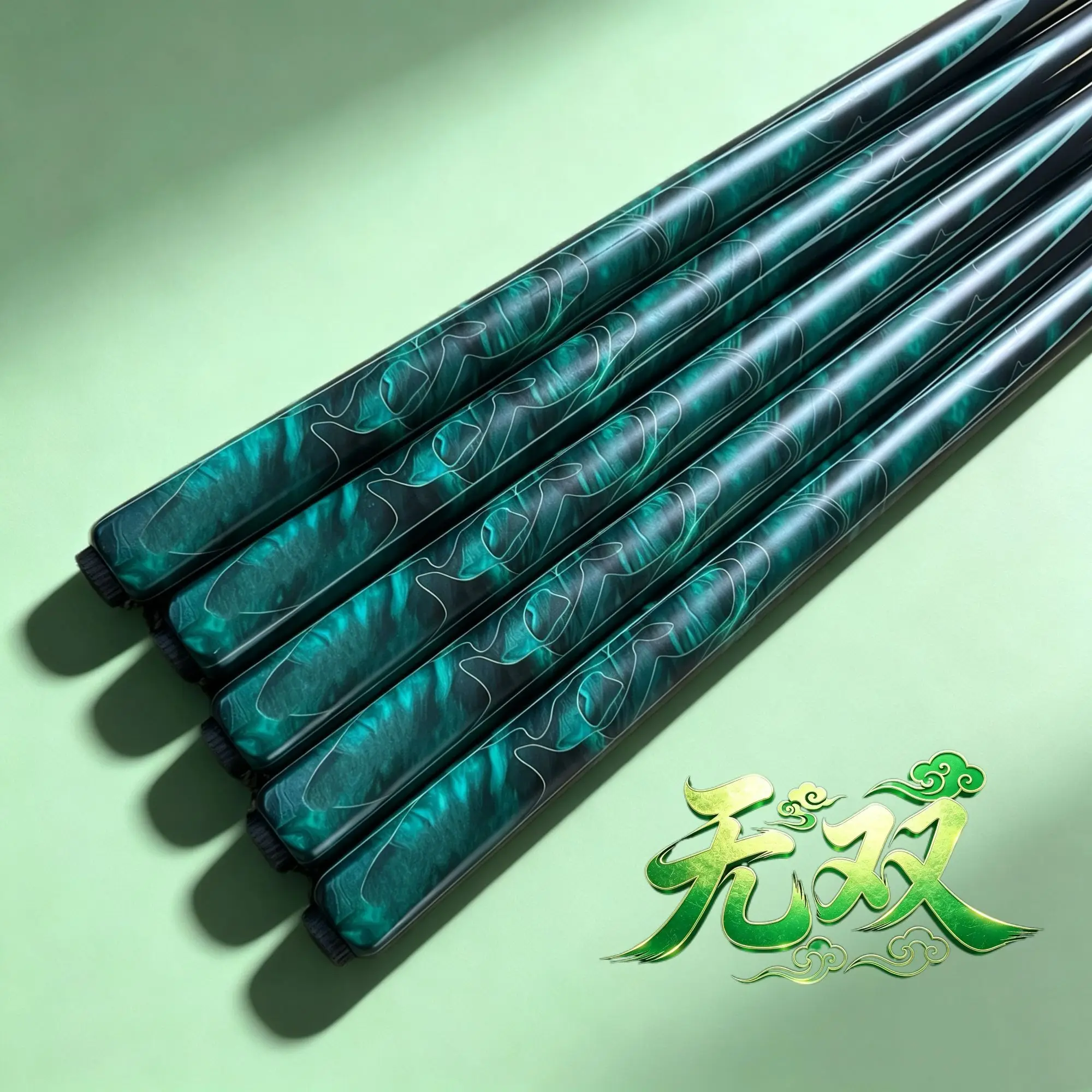 5Pcs Premium Billiard Pool Cue Sticks Dark Green Marble Texture Smooth Grip Durable Snooker Cues For Adults Indoor Game Room Bar