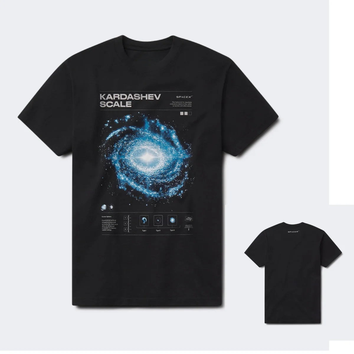 Kardashev Scale SpaceX Graphic Tee Cotton Mens Womens T-Shirt Vintage Streetwear