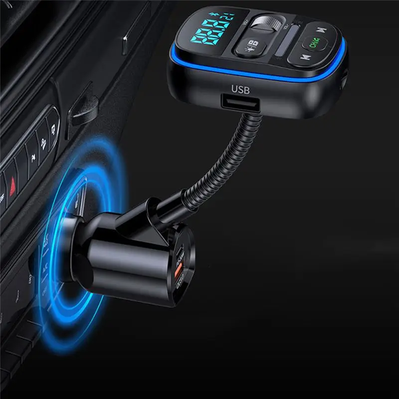 Spare Parts Bluetooth FM Transmitter For Car, Stronger Hifi Bass Microphone, PD 30W+QC 3.0 Adapter With 7 Colors LED-A02G - Image 4