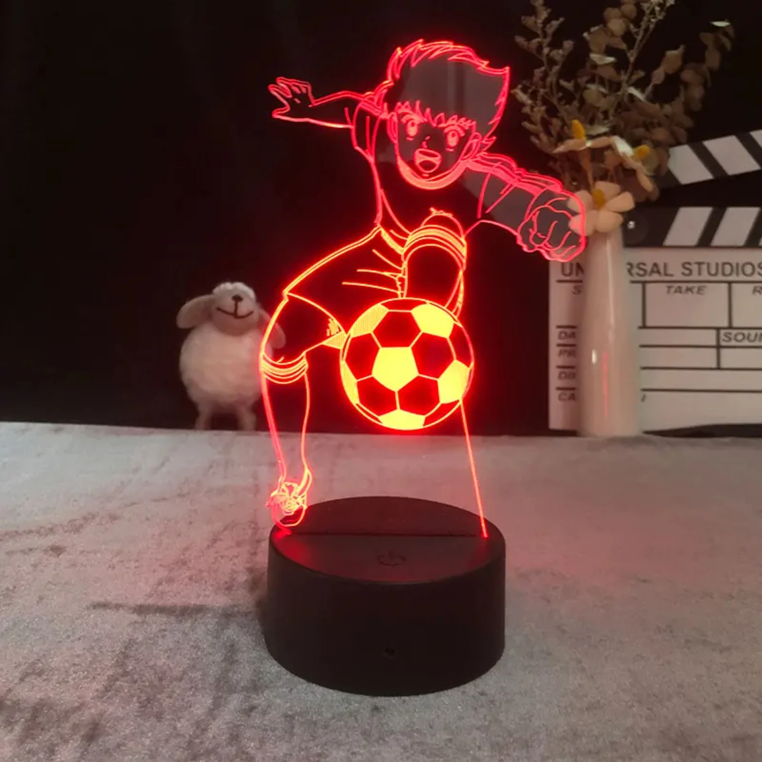 Unique Eye-Catching Vibrant Colorful LED Night Light Figure Inspired by Captain Tsubasa Anime - Perfect Decor for Football Fans