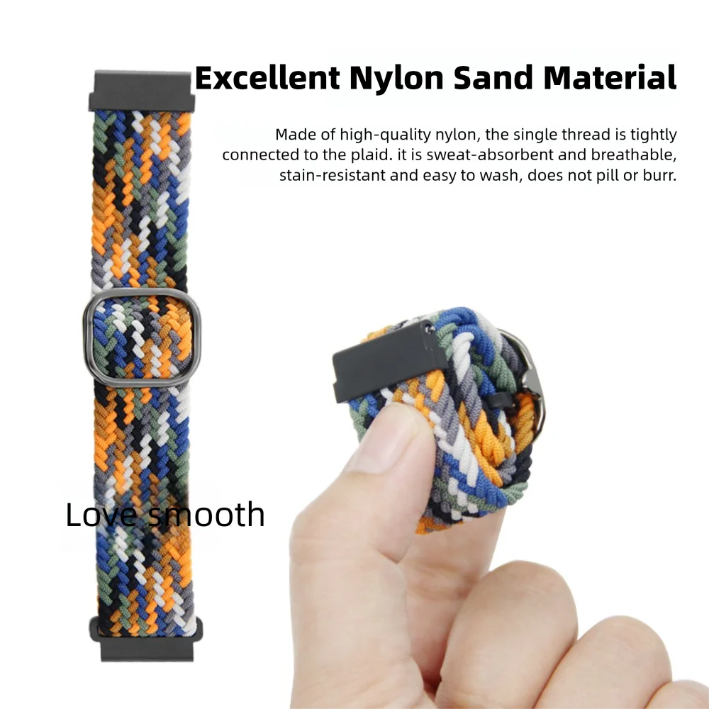 Cinturino in tessuto elastico in nylon da 22 mm per serie Amazfit cinturino regolabile di ricambio con fibbia scorrevole in metallo a sgancio rapido uomo donna