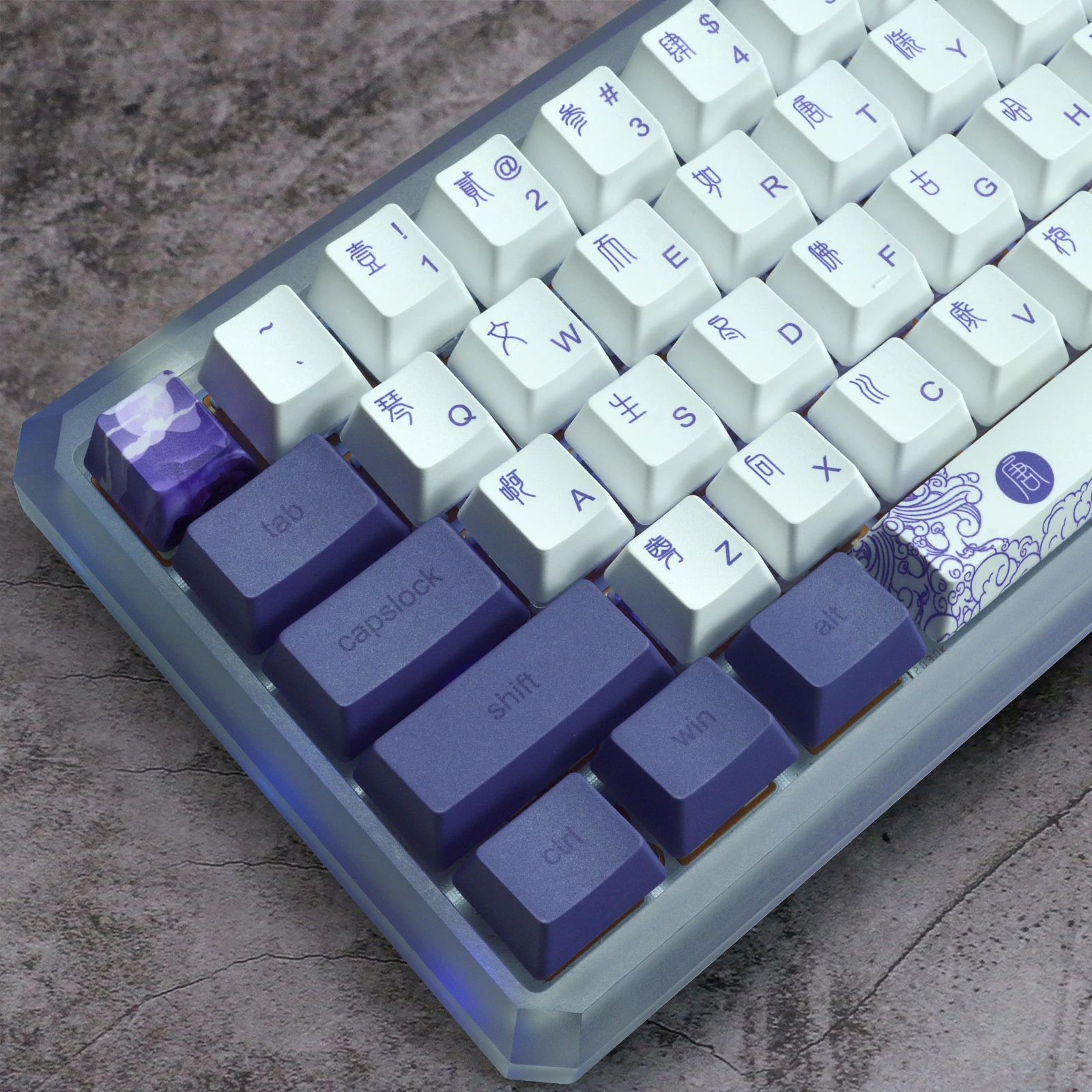 

60 And 100 Percent Keycaps PBT OEM Profile For Cherry MX Mechanical Keyboard Double-shot Cute White Purple Backlit Key Caps Set