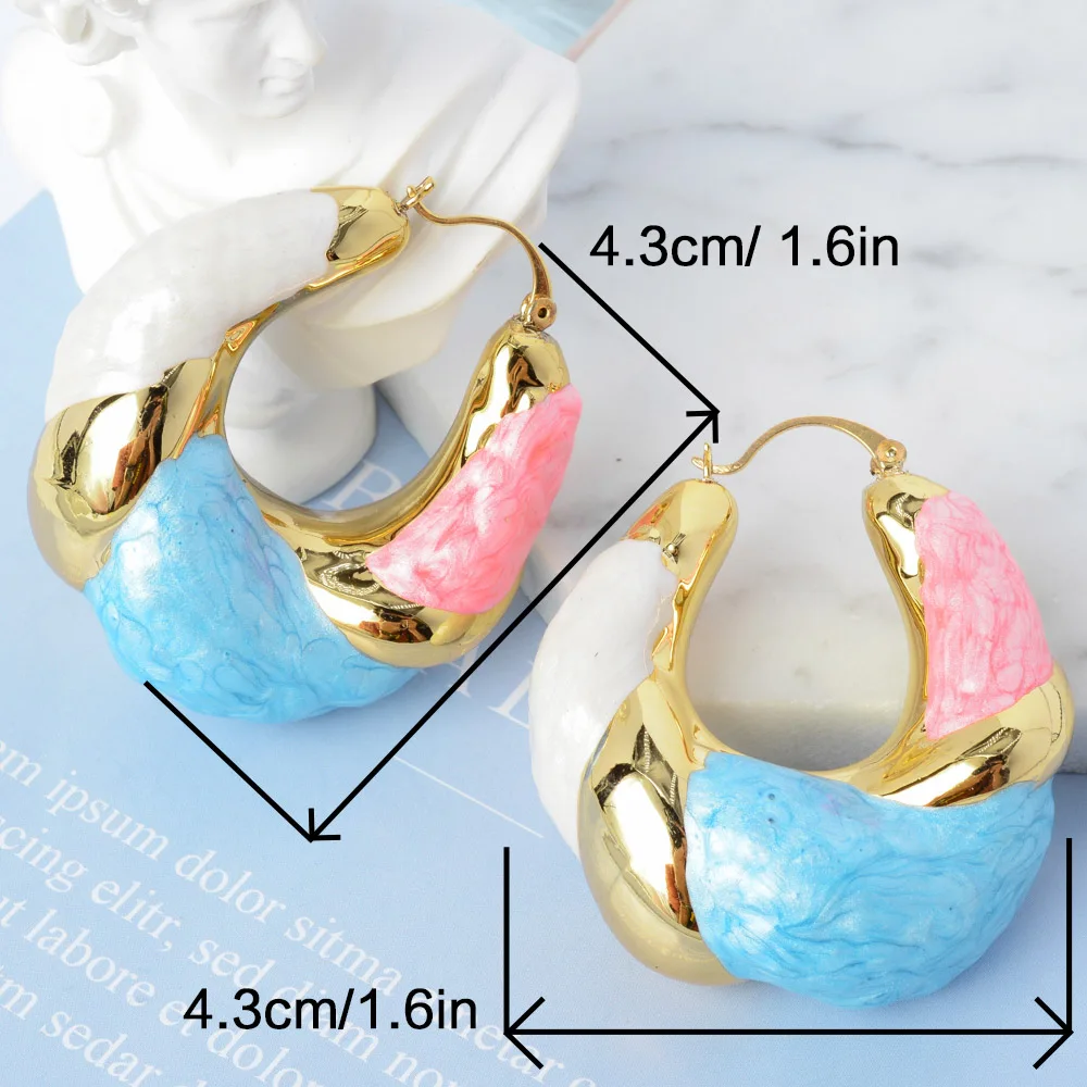 Y2K Large Chunky Circle Hoop Earrings For Women Colorful Hanging Earring  Fashion Elegant Party Jewelry Christmas Gifts