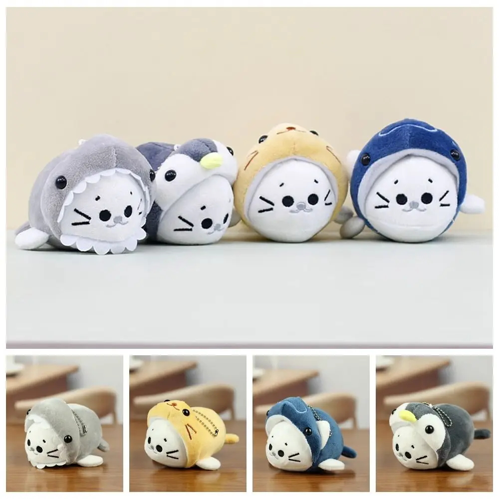 

PP Cotton Seal Doll Pendant Fluffy Dress Up Plush Cosplay Seal Keychain Soft Comfortable Sea Lion Key Chain Home Decor
