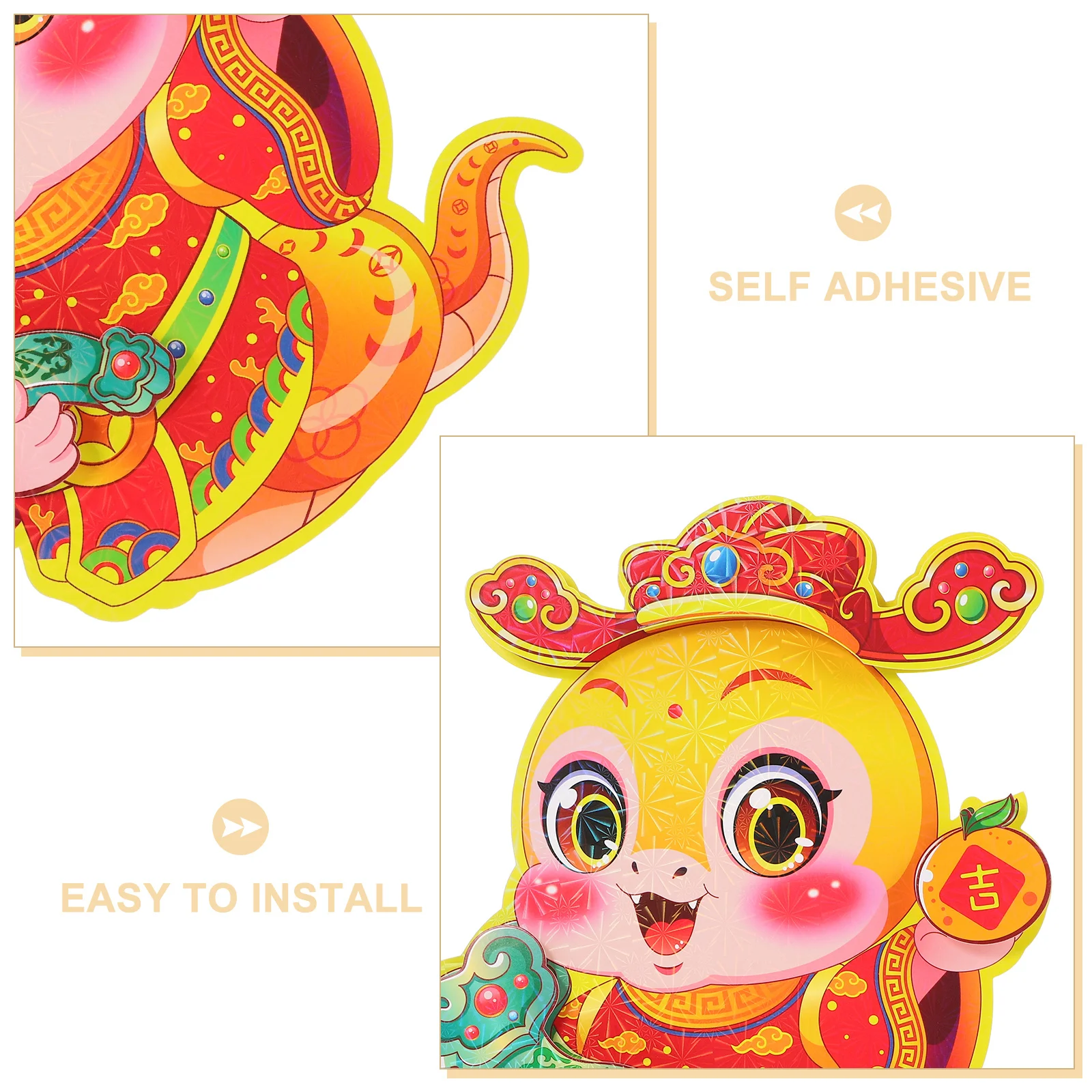 1 زوج السنة الصينية الجديدة ملصقات زجاجية مهرجان الربيع فو شخصية الباب يتمسك عطلة نافذة الشارات القمرية السنة الجديدة الزينة