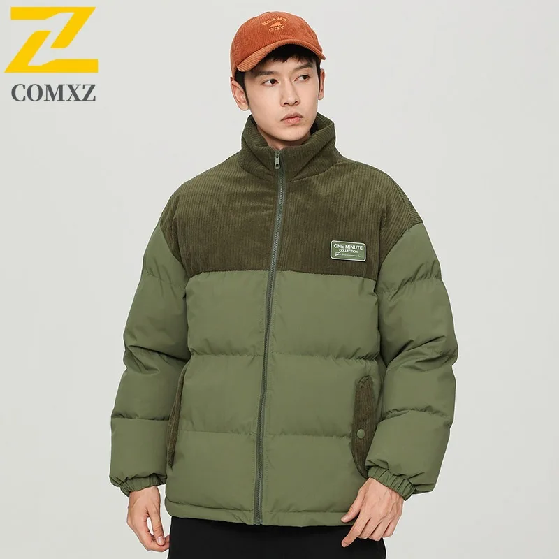

COMXZ 2025 Мужская зимняя куртка-пуховик с капюшоном, молодежная утолщенная повседневная модная куртка для отдыха, спорта на открытом воздухе, легкая ветровка