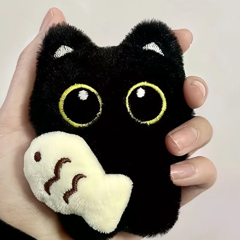 1pc simpatico gatto nero dagli occhi grandi bambola di peluche ciondolo zaino portachiavi ciondoli per telefono coppia borsa accessori morbido peluche regalo