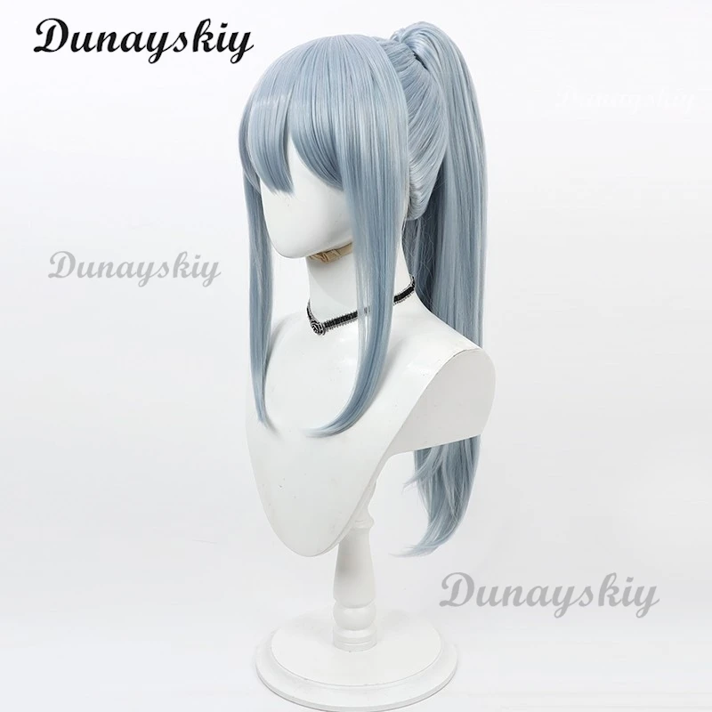 Mashle Abyss Razor Cosplay Perruque, Queue de Cheval, Frange, Gris, Bleu, Cheveux Synthétiques Raides, Anime Magic Muscles, Play Sauna Wear