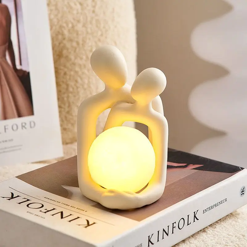 Couple Desktop Luminous Ornament, Phone Holder, Home Atmosphere Light Decoration, Romantic Gift