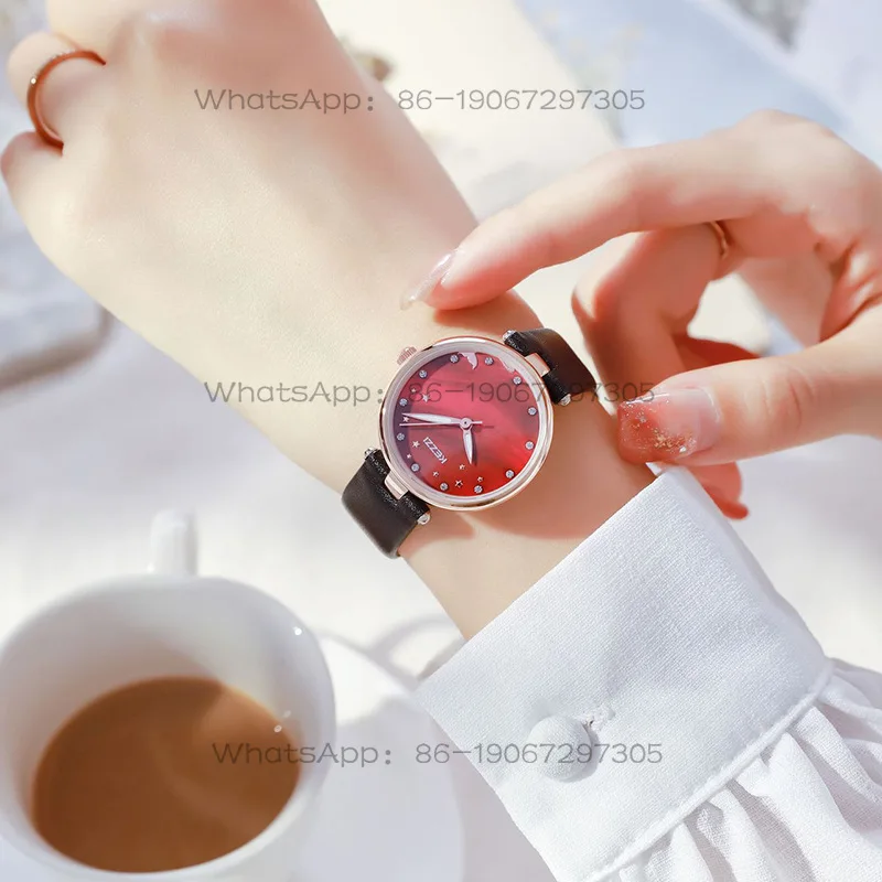 Custom watches, niche high-end round women's watches, retro women's watches, simple and fashionable small green watches
