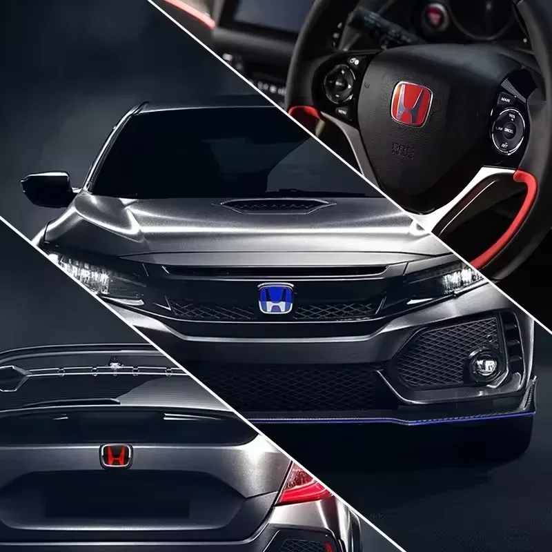 

3D H 2PCS Emblems For Honda Accord 2013-2023 8th 9th 9.5th 10th Generation Car Front Grille Logo Rear Trunk Modificatin Stickers