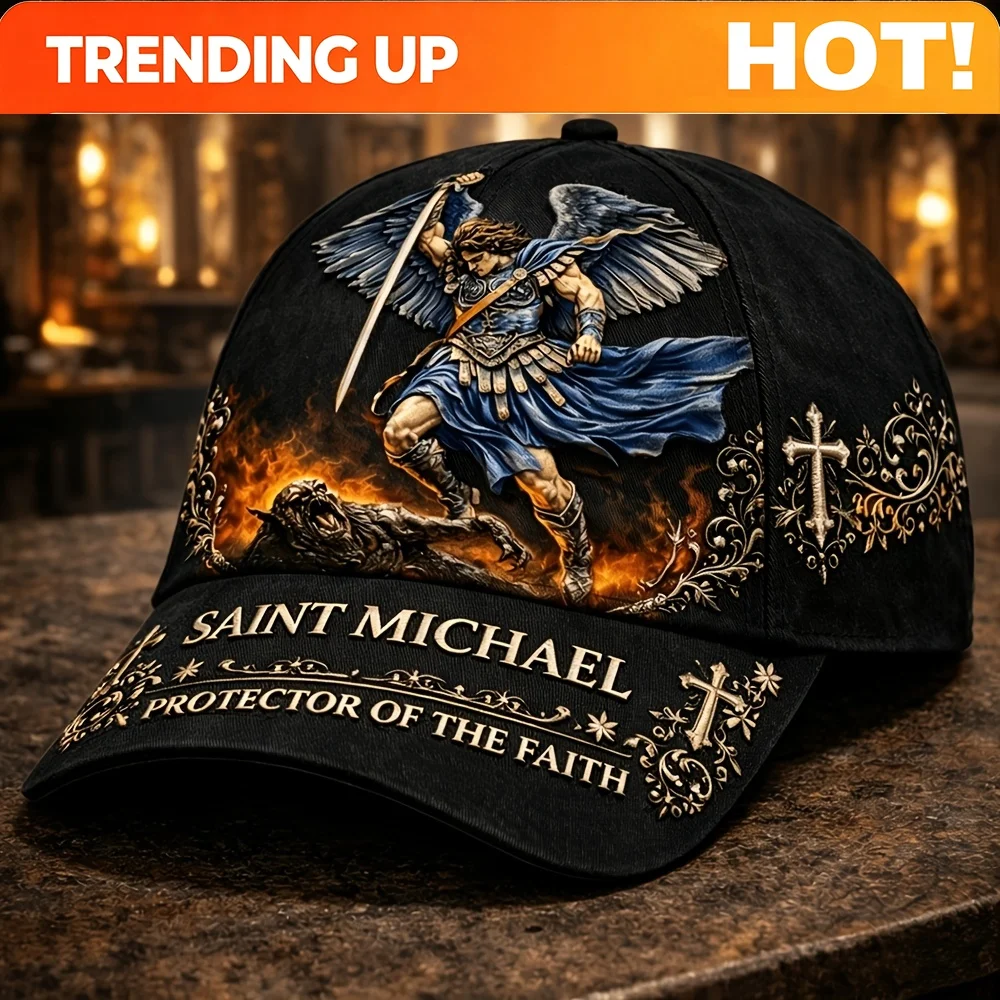 St. Michae Baseball Cap Suitable for Church Events - Vintage Adjustable Dad Hat with St. & Sword, Lightweight Catholic Gift