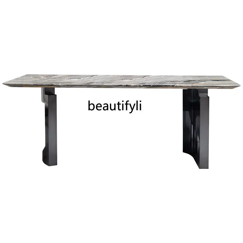 Natural Luxury Stone Dining  Marble Light Luxury Minimalist Imported Rectangular High-End Villa Large Apartment Dining Table