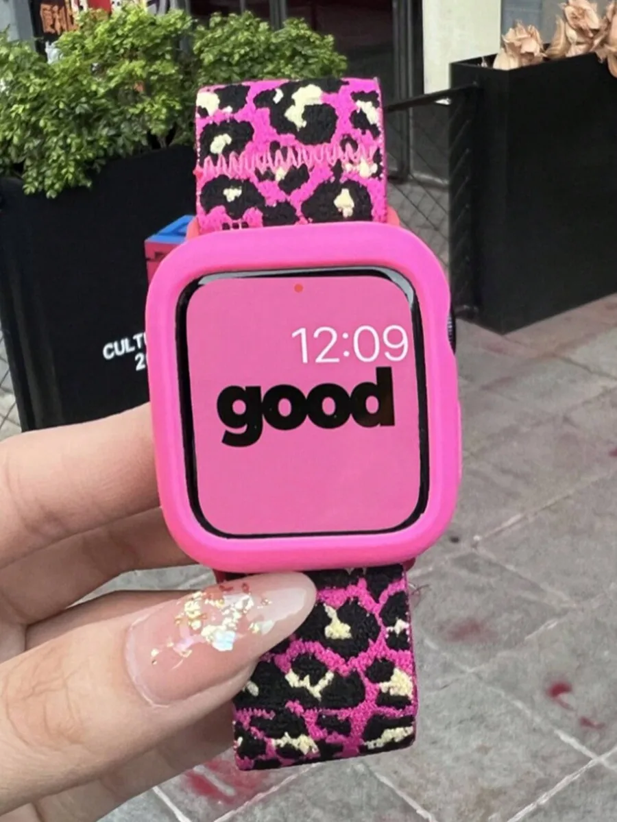 1pc Unisex Printed Pattern Nylon Strap With Adjustable Buckle Compatible With Apple Watch Band