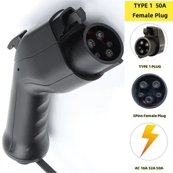 Type1 plug EV Charger Adapter J1772 Female Plug 16A 32A 50A AC Electric Car Vehicle Charging Station Charger Connector 5 Pin