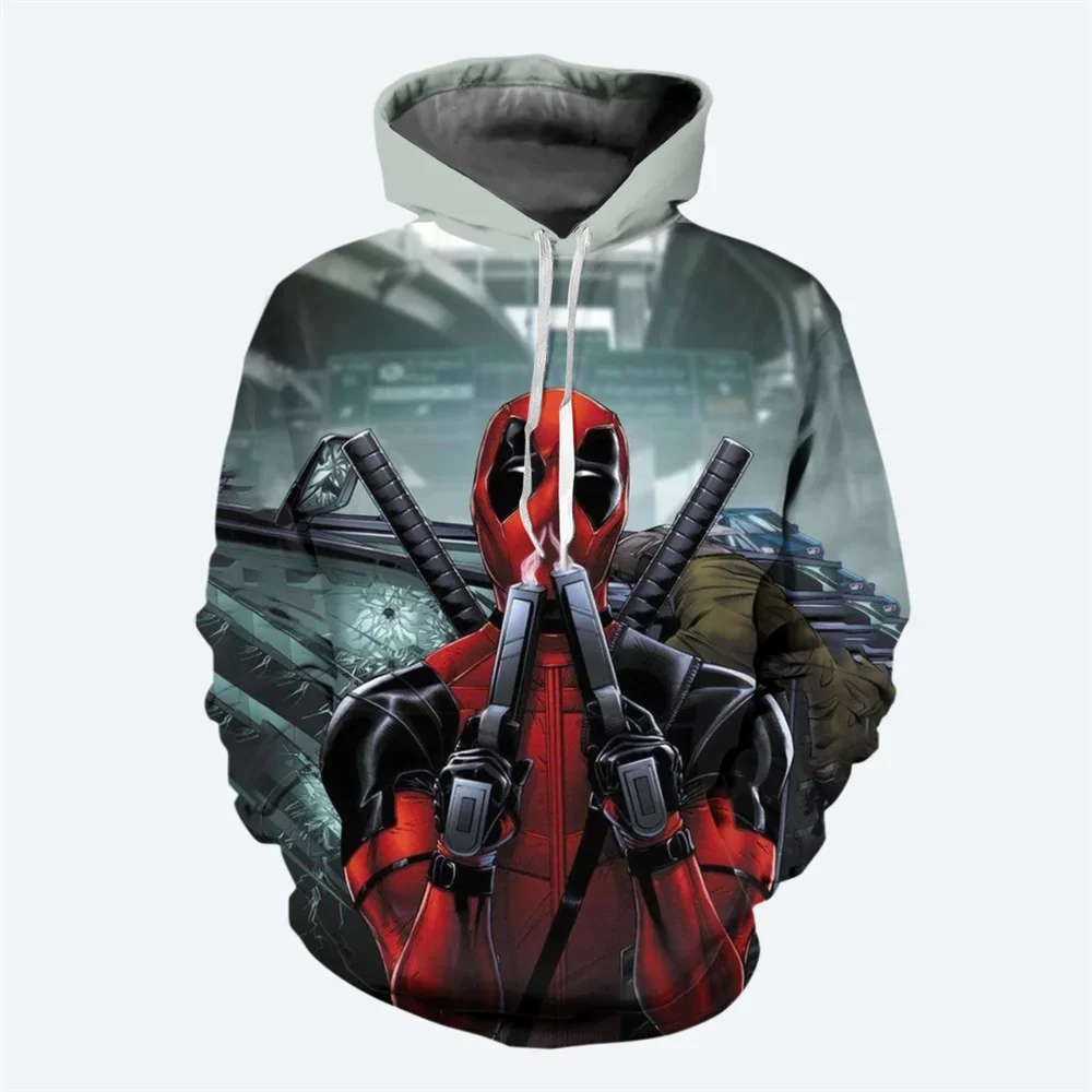 Disney Marvel Boys Girls Hoodies Deadpool Men's Hoodies 3D Printed Pullovers Fall Fashion Men's Hoodies Oversized Men's Clothing