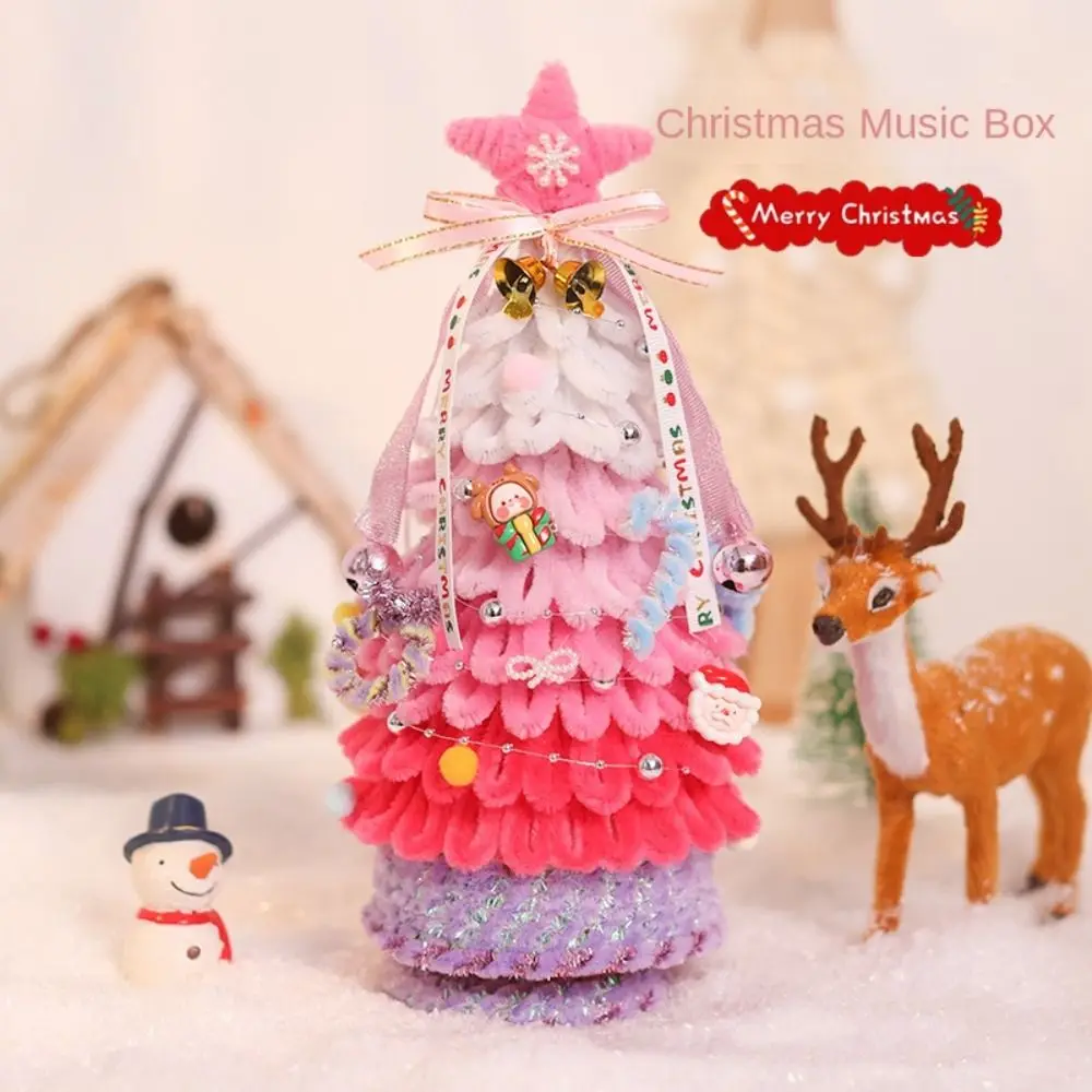 Ręcznie robiony zestaw świątecznych środków do czyszczenia rur Craft Twisting Christmas Tree Chenille Stems Cartoon Plush Christmas Tree DIY Twist Stick