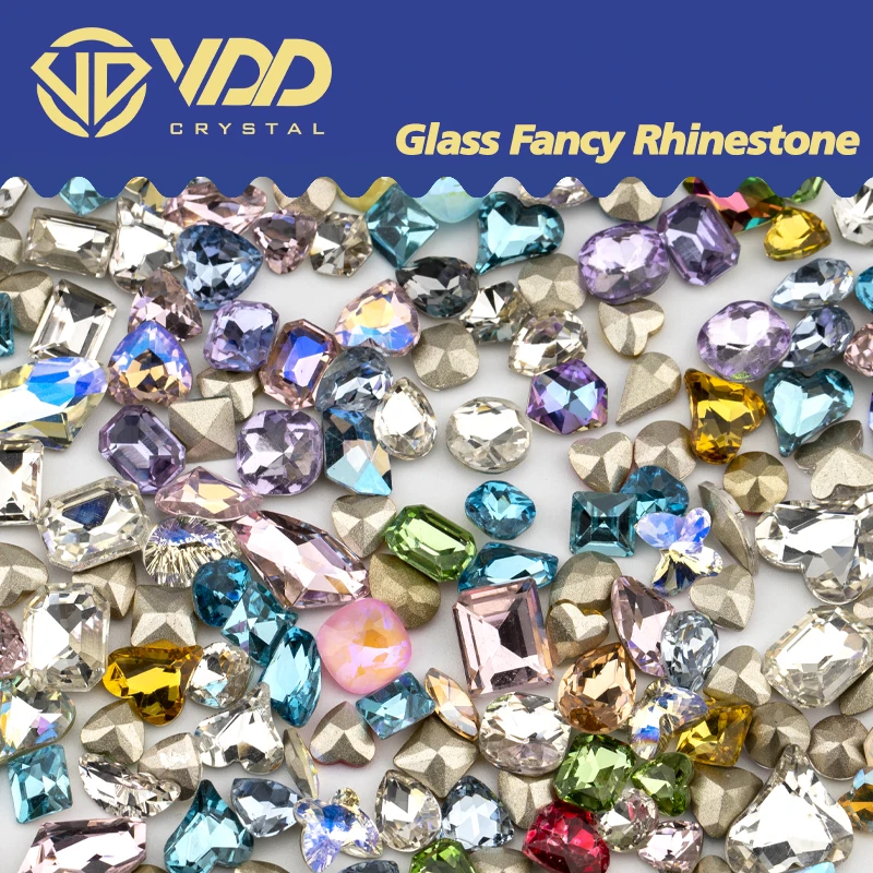 VDD 50 Stück/100 Stück hochwertige Glas-Strasssteine, Kristall-Glitzer-Steine mit runder Rückseite für Nagelkunst-Dekoration, DIY-Zubehör – Detail 1