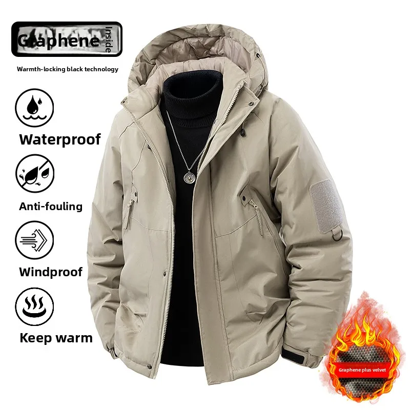 

2025 Man Jacket Simple Leisure Zipper Men Solid Color Long Sleeve Hooded Coat Waterproof Windproof Loose Versatile Daily Male