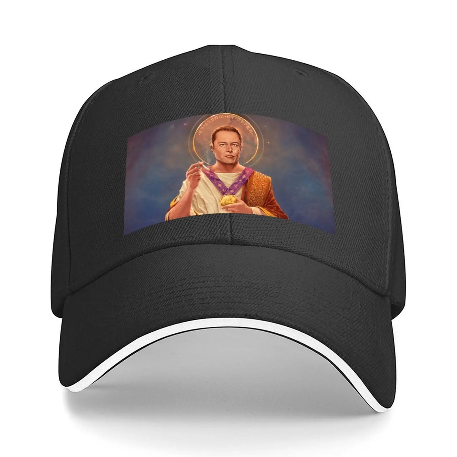 

Saint Elon of Musk - Elon Musk Original Religious Painting Baseball Cap Snap Back Hat Trucker Hat Designer Man Women's