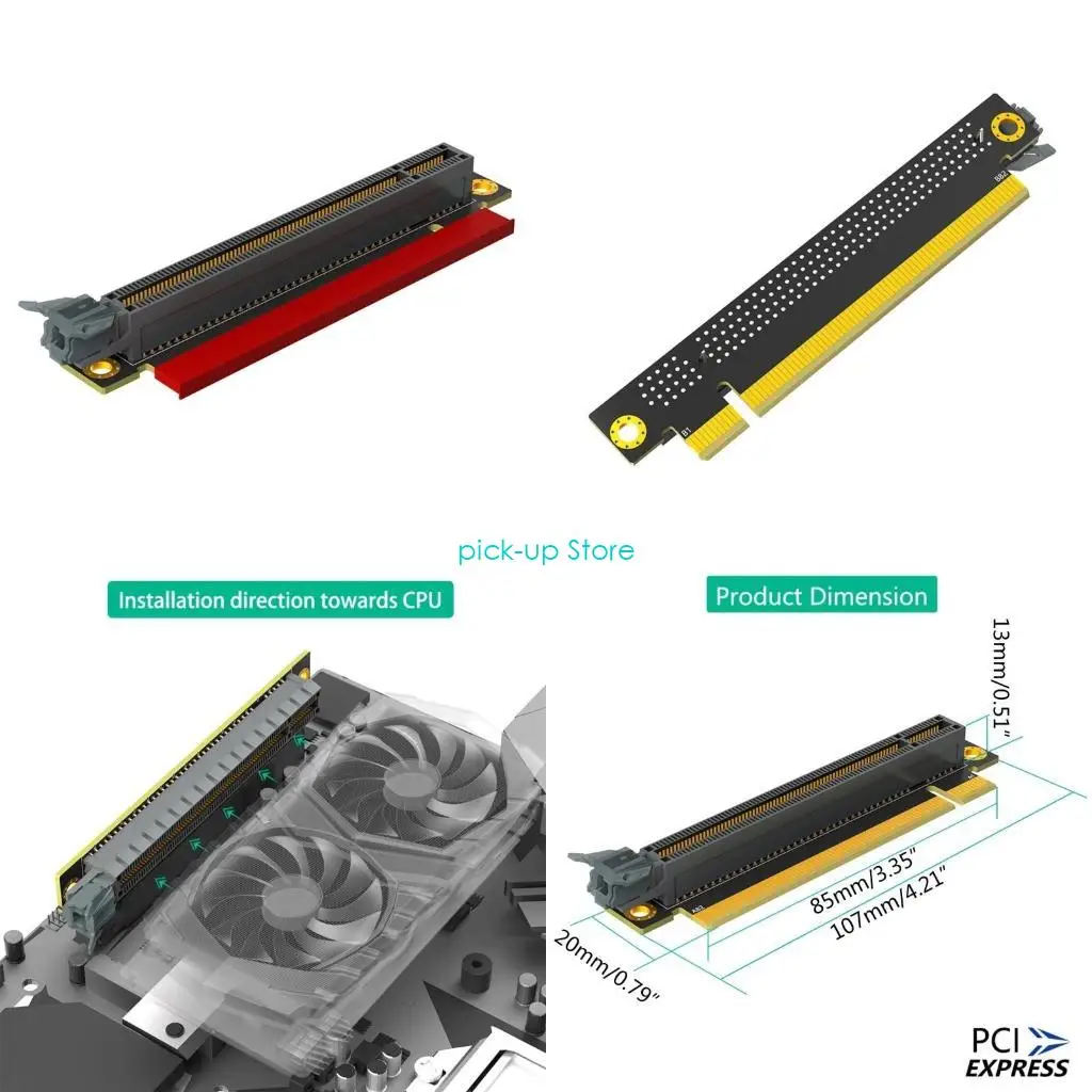 Q5WA PCI-E 90 grados Anguletas ángulo recto Adaptador tarjeta extensión para chasis servidor computadora 1U