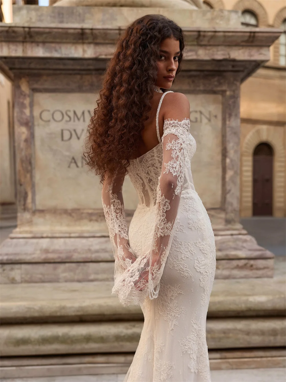 Tokyo Mermaid Corset Sweetheart Trumpet Wedding Dress Cathedral Church Vintage Luxury Bridal Gown With Veil Outdoor Ceremony