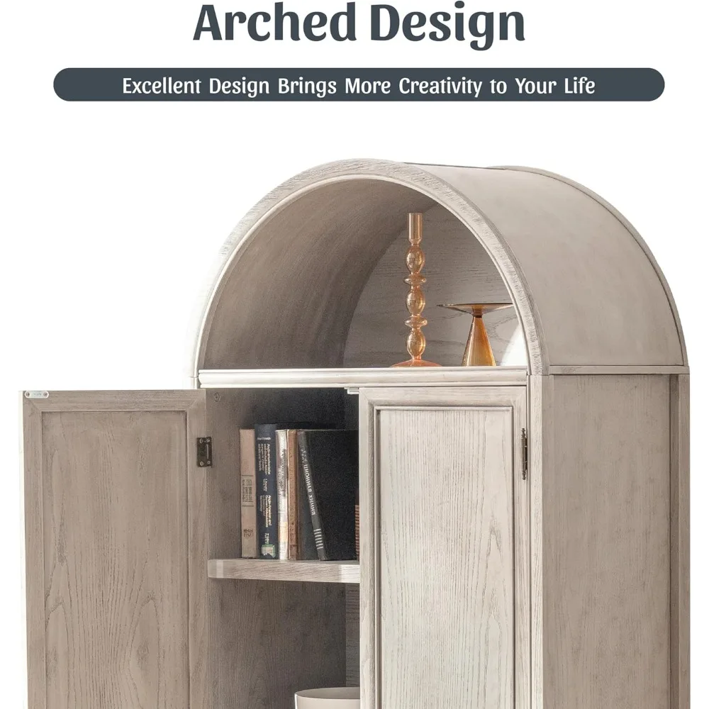 خزانة تخزين مقوسة من الخشب الصلب - قشرة خشبية طبيعية وطلاء مائي - عتيق بطول 71 بوصة وطول 5 طبقات #6