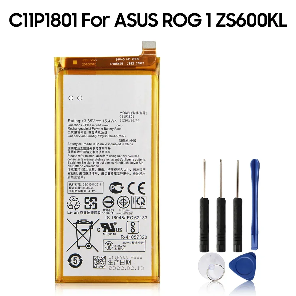 Replacement Battery C11P1801 For ASUS ROG Phone ZS600KL C11P1901 For ASUS ROG Phone 2 ZS660KL C11P1903 For ASUS ROG Phone 3