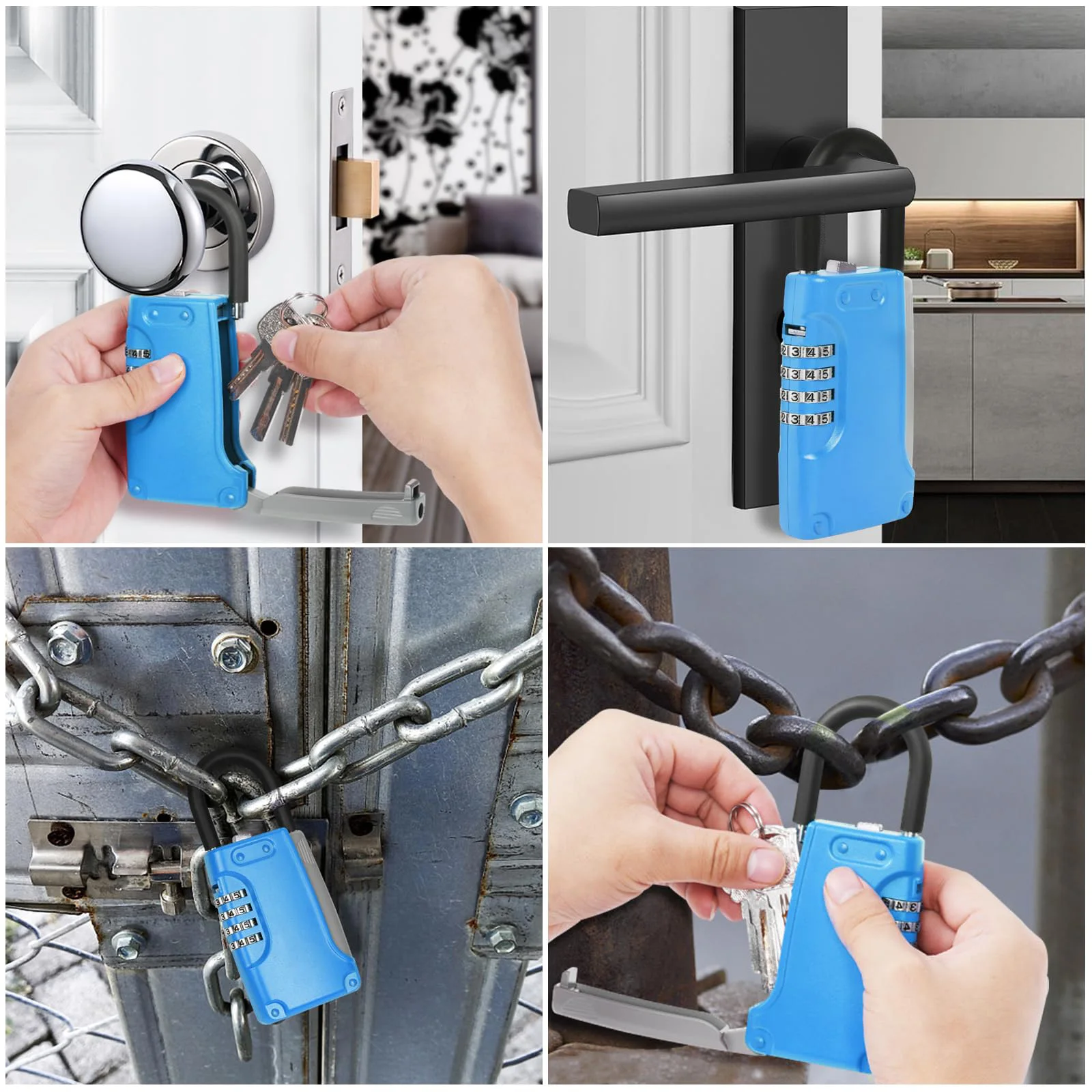 Full Metal Secret Box for Outside Resettable Hanging Key Safe Lock Box for House Keys Realtors Garage Spare Padlock Key Lock Box