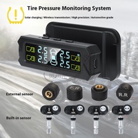 Temperature Alert With 4 Internal/External Sensor Solar Power TPMS Car Tire Pressure Alarm Monitor System LCD Display