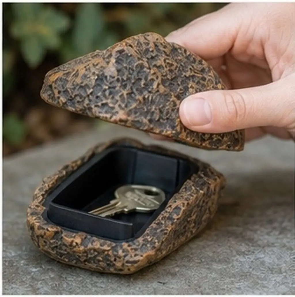 Realistic Stone Key Box Waterproof Outdoor Hidden Key Storage Rock Safe Box for Garden Yard Patio Home Emergency