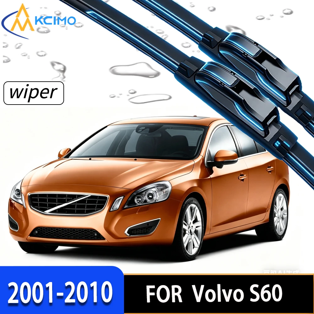 

2Pcs Front Windshield Wiper Blades For Volvo S60 2001-2010, High-Density Rubber Stable Wiping Direct Replacement
